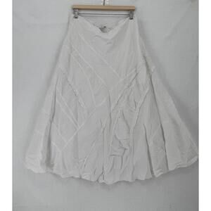 Isabella Bird White Linen Panel Lagenlook Midi A Line Skirt Sz 16